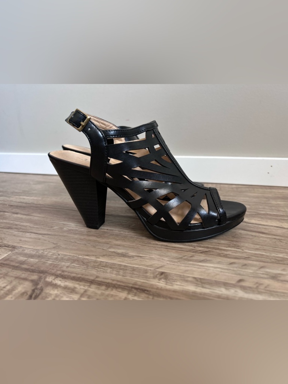 Chinese Laundry perp toe Black Cutout Slingback High Heel Sandals sexy date